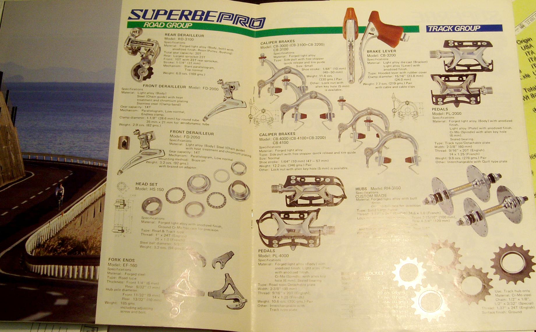 Early dealer brochure. Click for bigger, check out the track hubs. Image courtesty of Yellow Jersey.